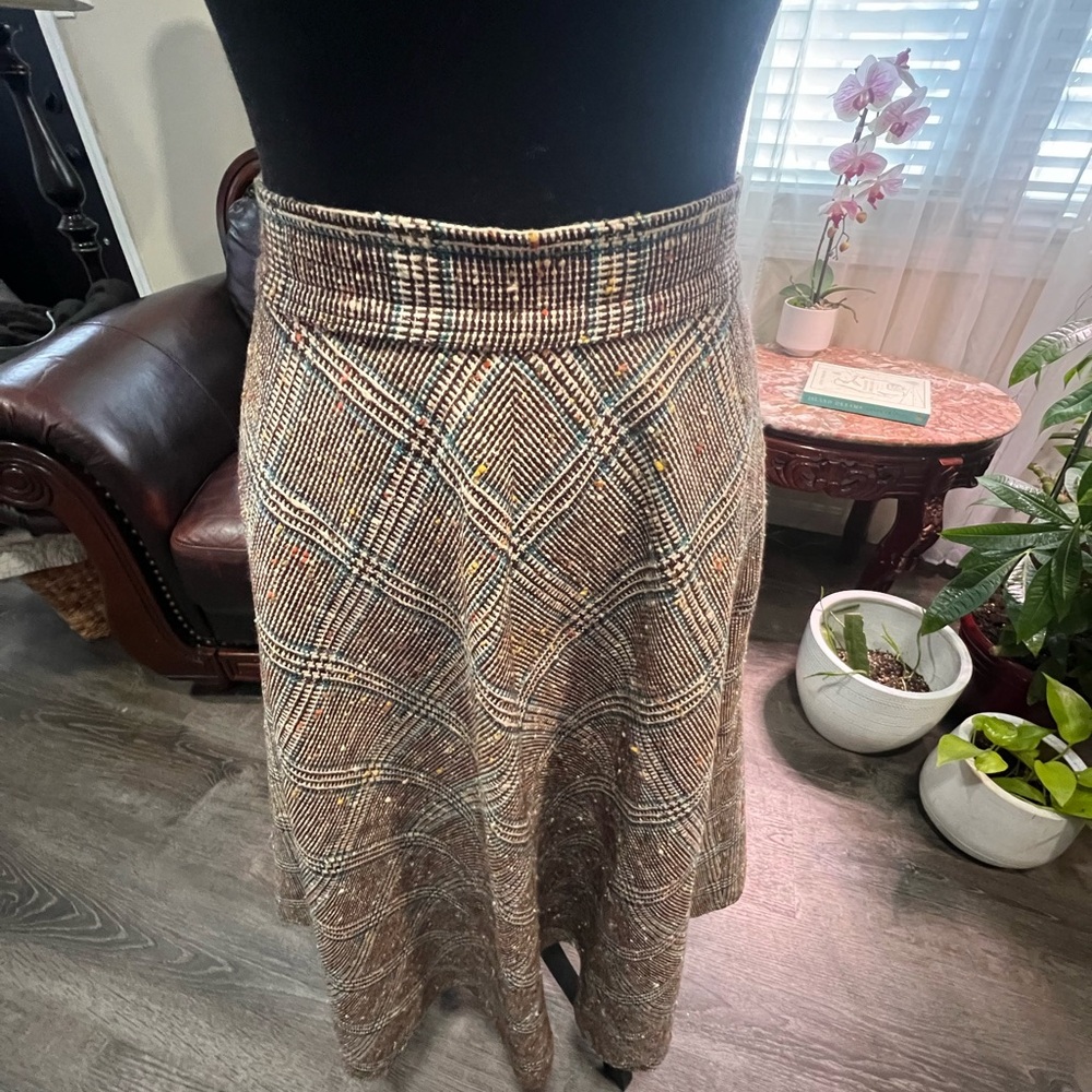 Elegant Plaid A-Line Skirt in Brown